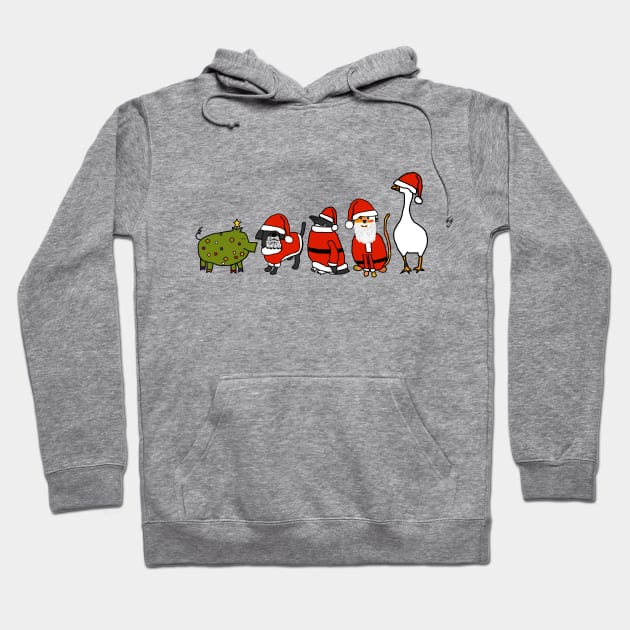 Funny Pig wears Christmas Tree Costume to Santa Animals Party Hoodie by ellenhenryart